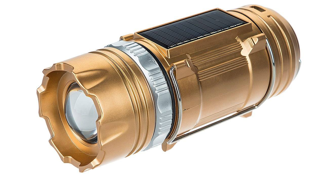 

Кемпинговая LED лампа GSH-9688 c фонариком и солнечной панелью Gold (3626)