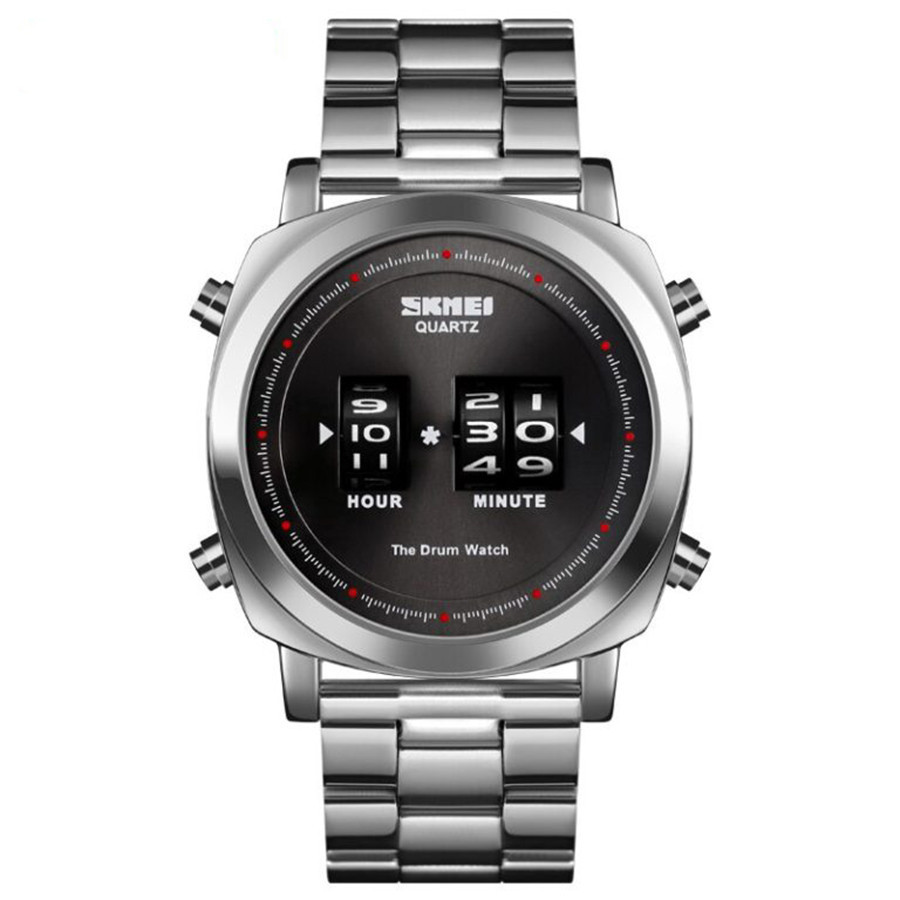 

Мужские часы Skmei The Drum watch Серебристые (3636)