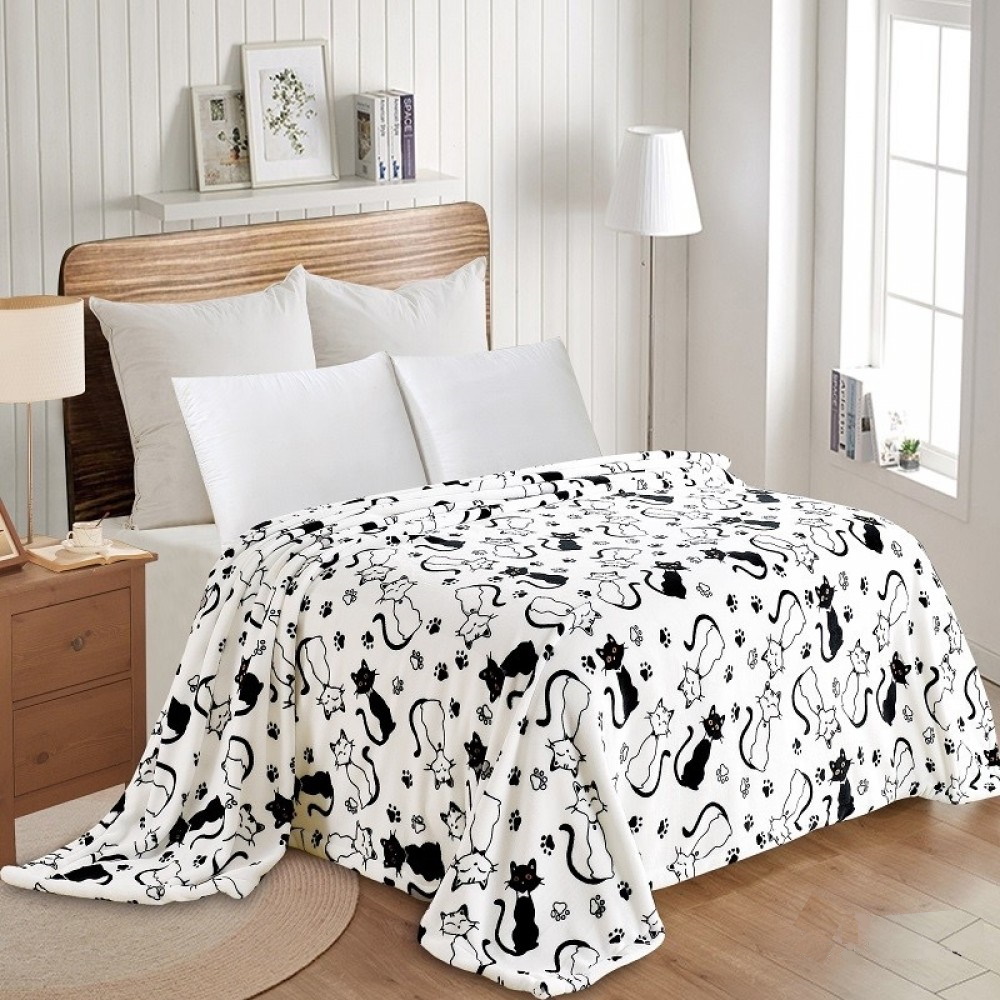 

Плед- покрывало велсофт CottonTwill Чёрные и белые коты 180x210 см ( FB21528CT)