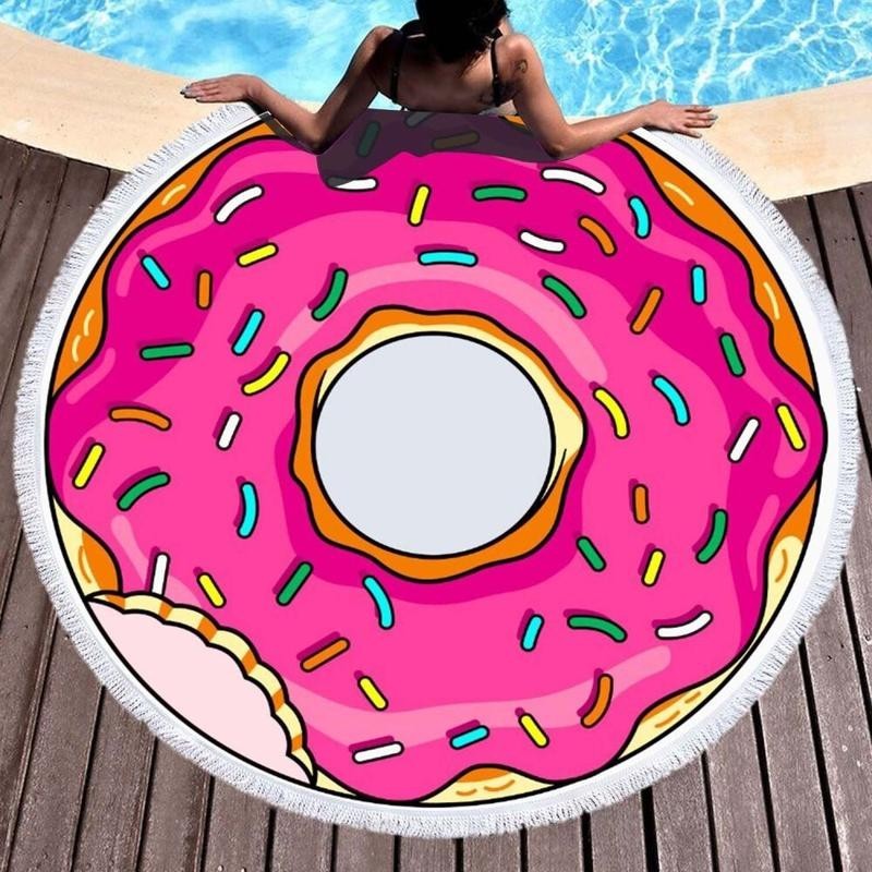 

Пляжное круглое полотенце d=150 см из микрофибры, коврик-покрывало Beach Holiday подстилка,"Пончик" для пляжа,отдыха,пикника