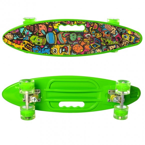 

Скейт Пенни борд Penny board Profi MAXLEND с рисунком для детей и подростков Зеленый RL MS 0461-2