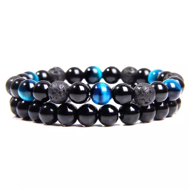 

Комплект браслетов Hemst из лавового камня, тигрового глаза и агата Blue