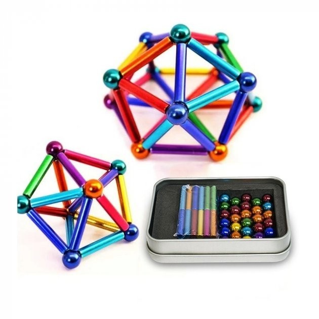 

Магнитный конструктор-головоломка палочки и шарики Neocube NEO 63 детали, Multicolor