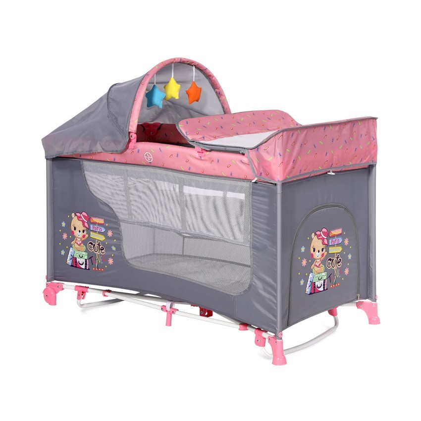 

Кровать-манеж Lorelli Moonlight Rocker 2 Layers Серый с розовым