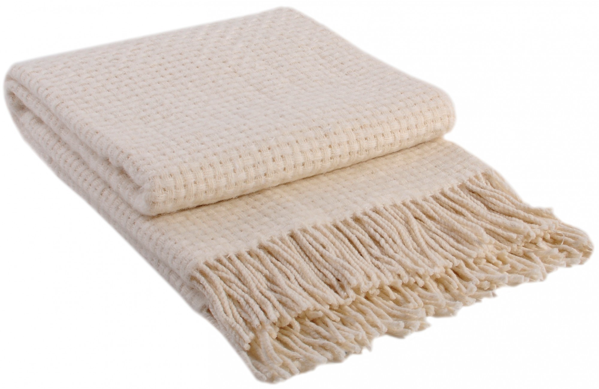 

Шерстяной плед Vladi Рогожка молочный Полуторный 140х200