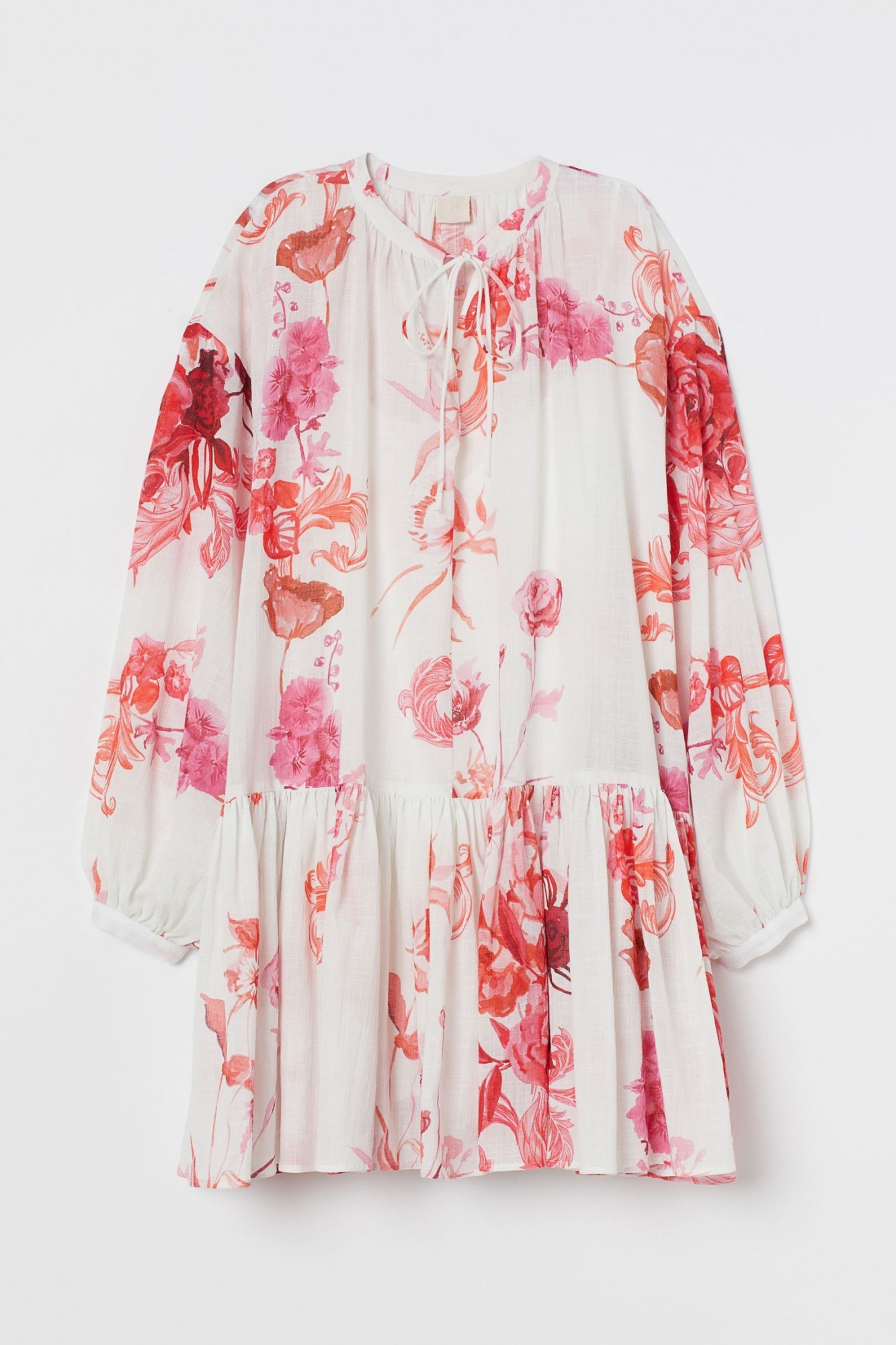 

Платье оверсайз H&M L белый в цветы 9147372sm