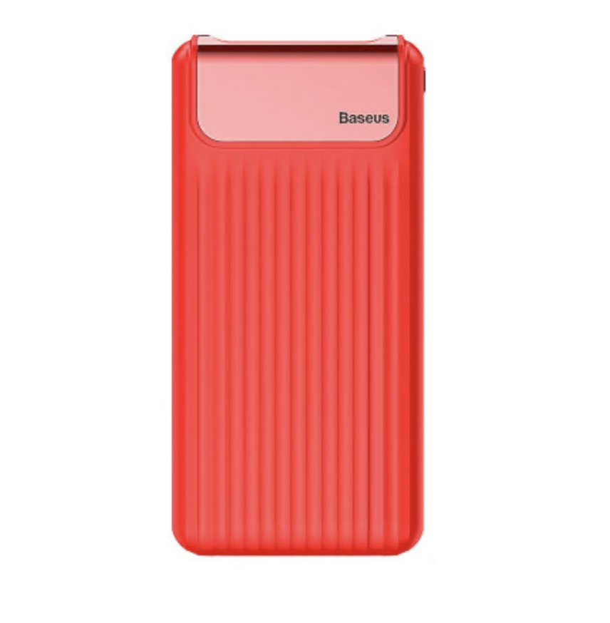 

Внешний аккумулятор Baseus Thin QC3.0 M+T Daul input Digital display Power bank 10000mAh Red