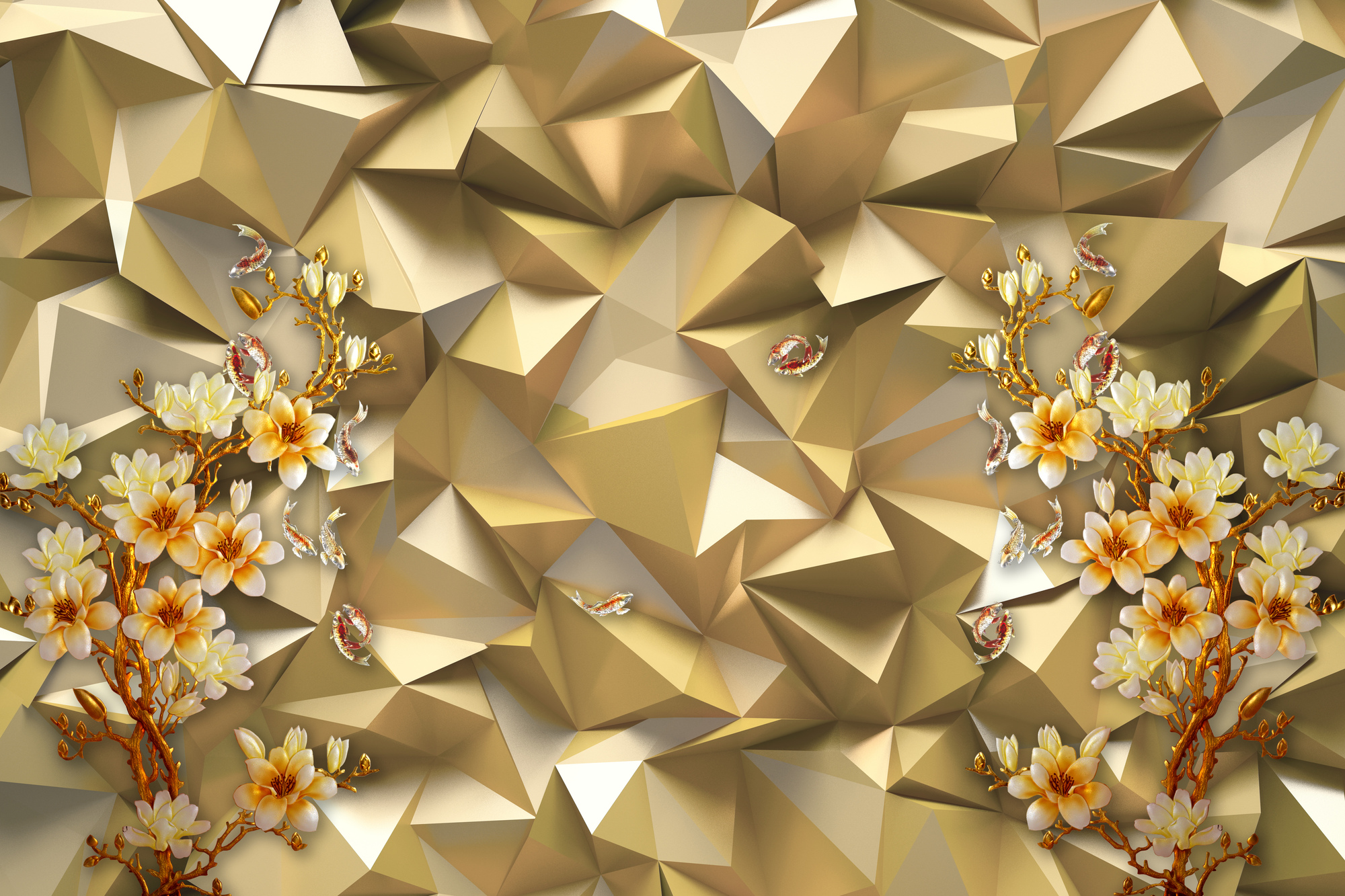 

Фотообои 3D 'Золотые цветы' (3990) , Иней