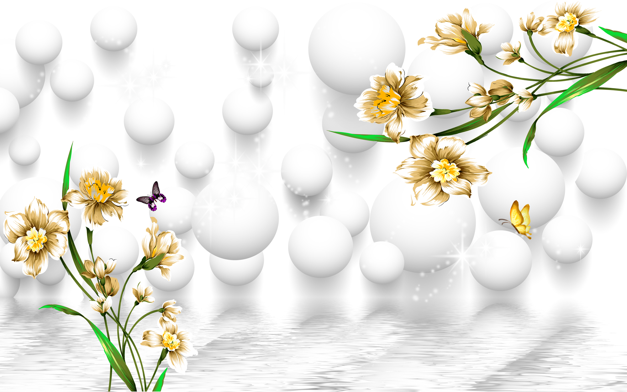 

Фотообои 3D 'Белые сферы' (3491) , Фреска