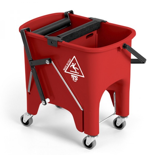 

Ведро для уборки с отжимом TTS Squizzy 15 л на колесах красное