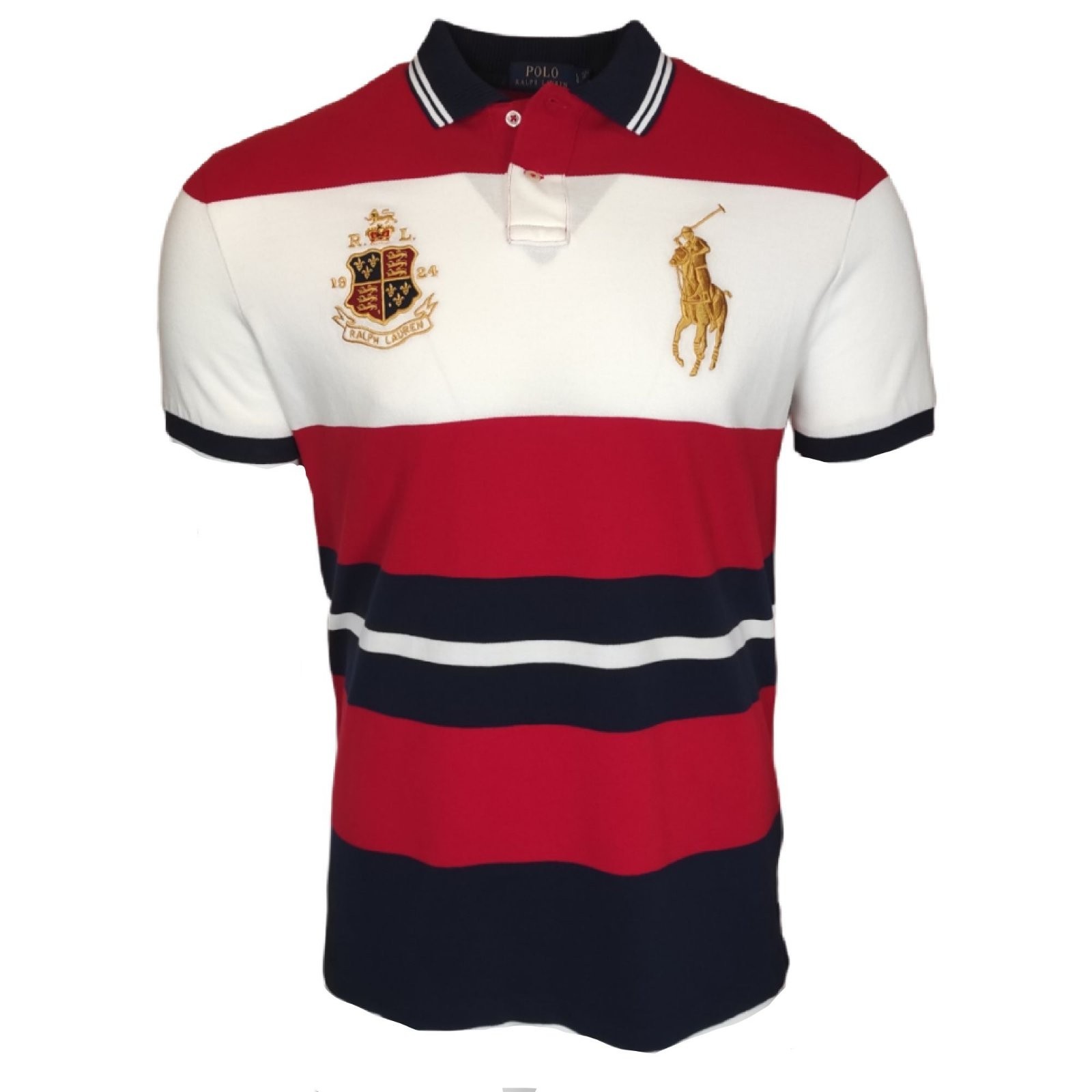 

Поло Polo Ralph Lauren ,классического кроя с гербом и логотипом ,красно-белая,710680784083, р. L.