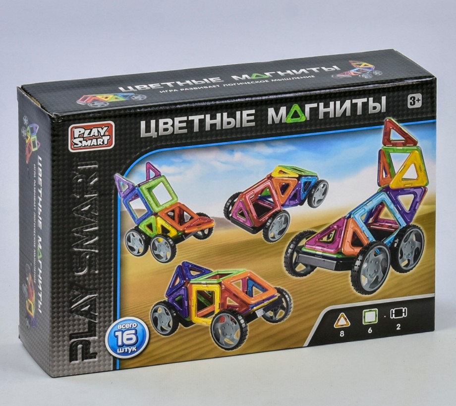 

Конструктор магнитный 2426 "Play Smart", 16 деталей, 5 моделей