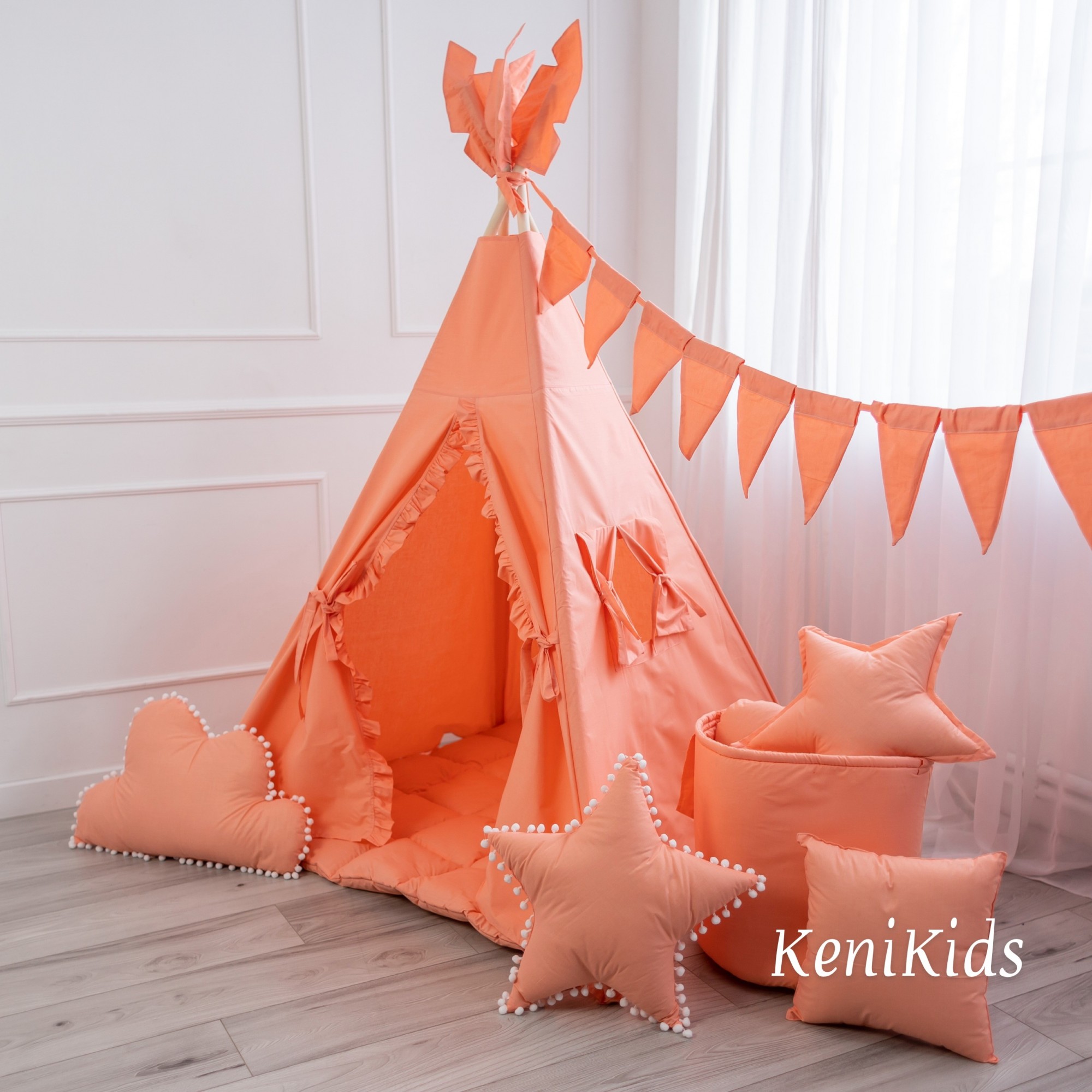 

Палатка Вигвам VIGVAM ELIT 110х110х180 см Персиковая + Матрас 15 см + Корзина для игрушек и Подушки 2 шт