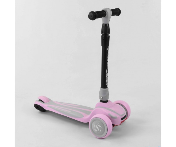 

Трехколесный самокат Best Scooter, складной алюминиевый руль, светящиеся колеса, S-6044, Розовый