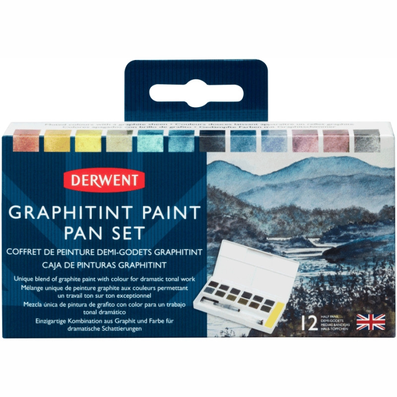 

Краски чернильные карандаши Derwent Graphitint Paint Pan набор 12шт с кисточкой и резервуаром (5028252607063)