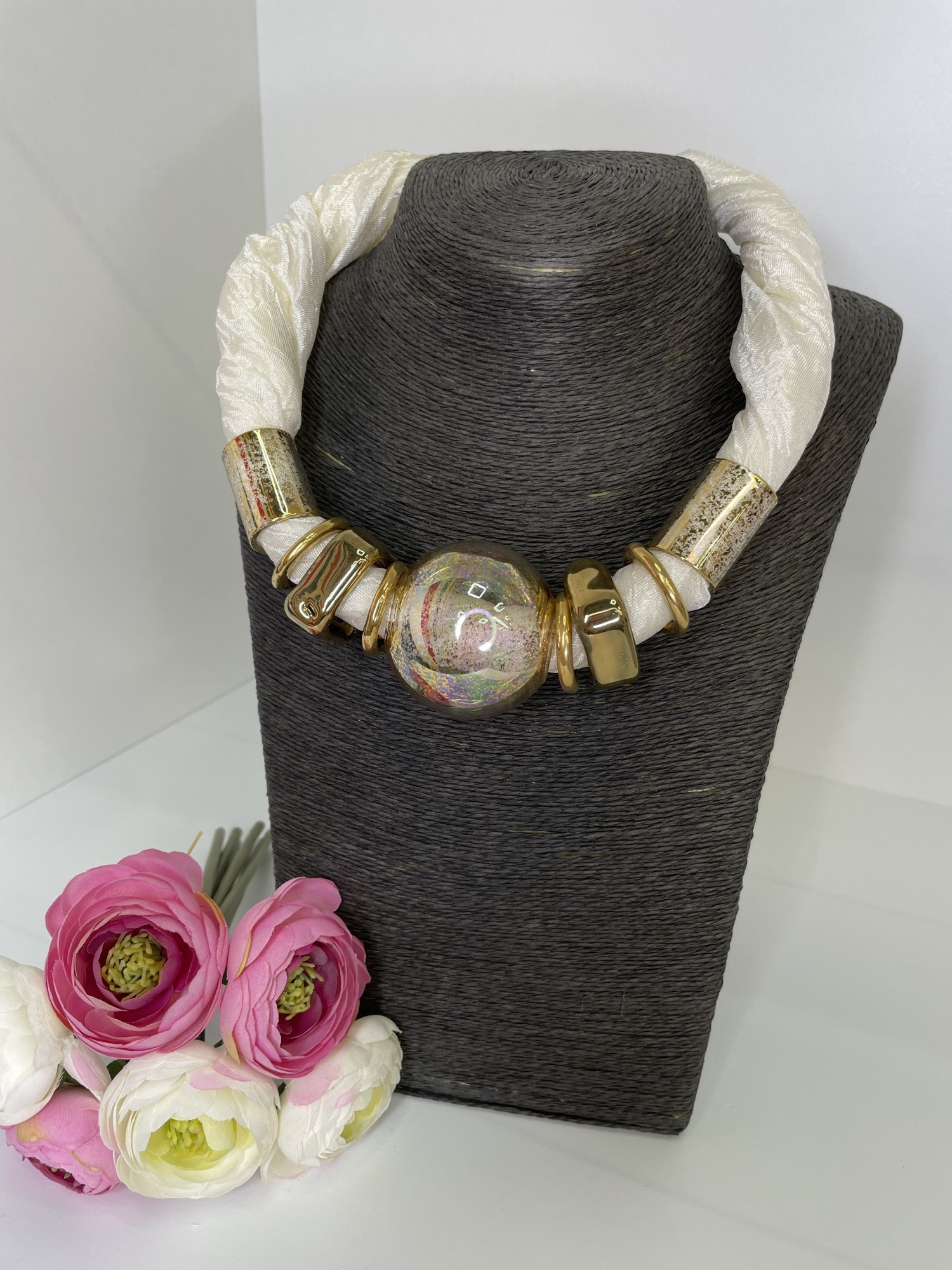 

Колье Nerovenezia из муранского стекла oro bianco