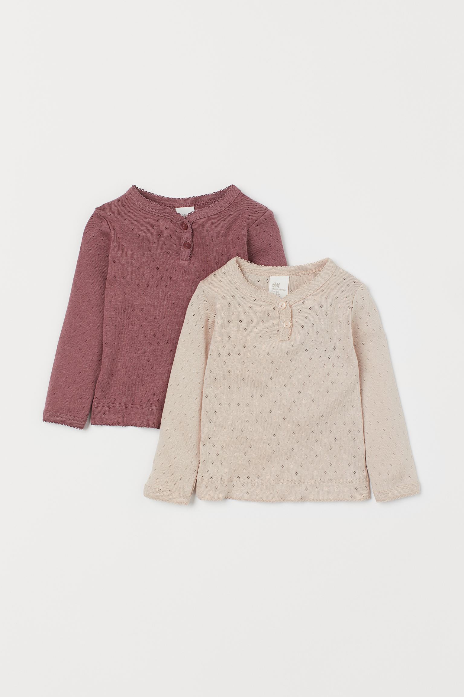 

Лонгслив (2шт) H&M 62см бежевый,пудровый 24047574111