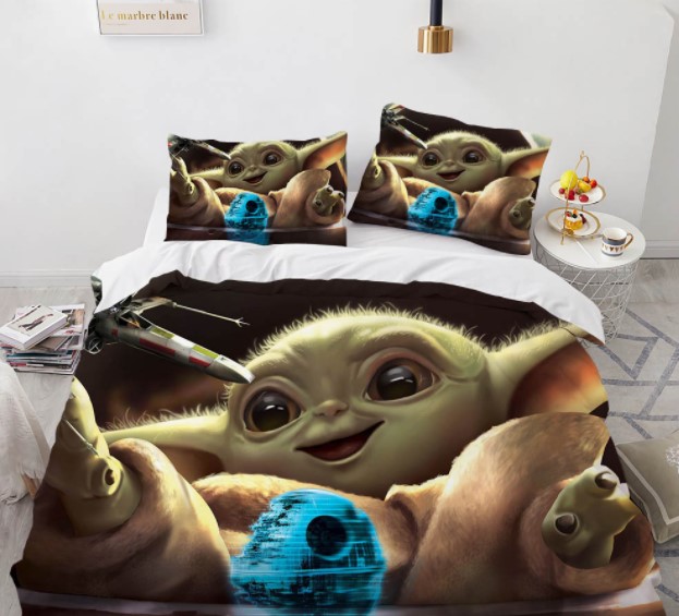 

Комплект постельного белья из трех частей с 3D рисунком Yoda Master Йода Майстер №1