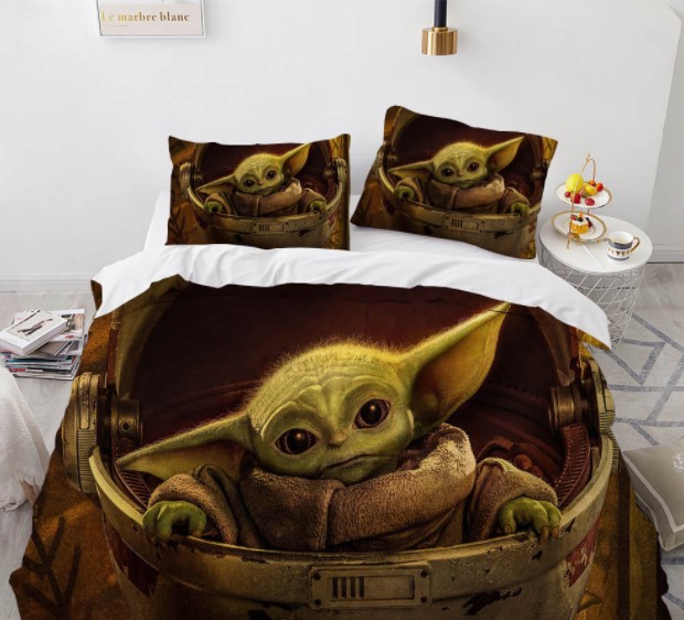

Комплект постельного белья из трех частей с 3D рисунком Yoda Master Йода Майстер №7