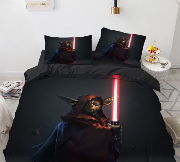 

Комплект постельного белья из трех частей с 3D рисунком Yoda Master Йода Майстер №23