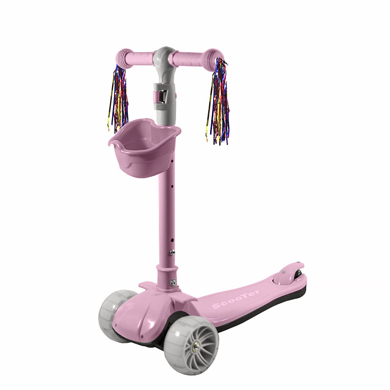 

Детский самокат трехколесный складной Lesko BAQ-016 Pink