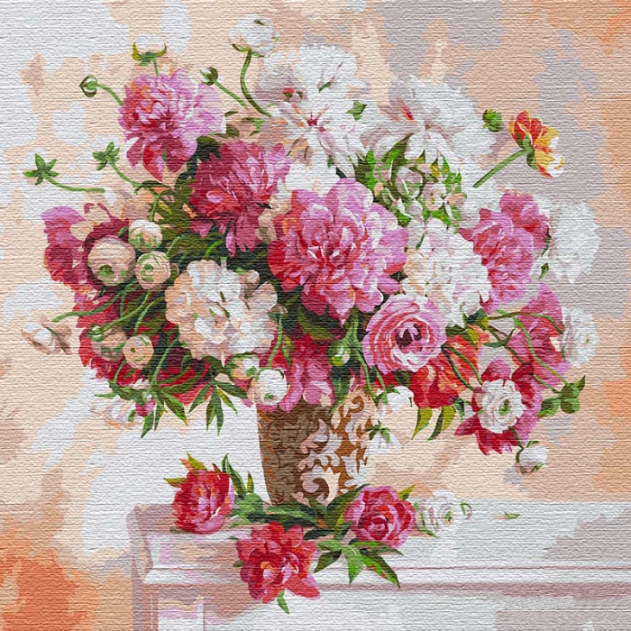 

Картина по номерам "Вдохновляясь пионами (big)" 50*50см Идейка IDK13117
