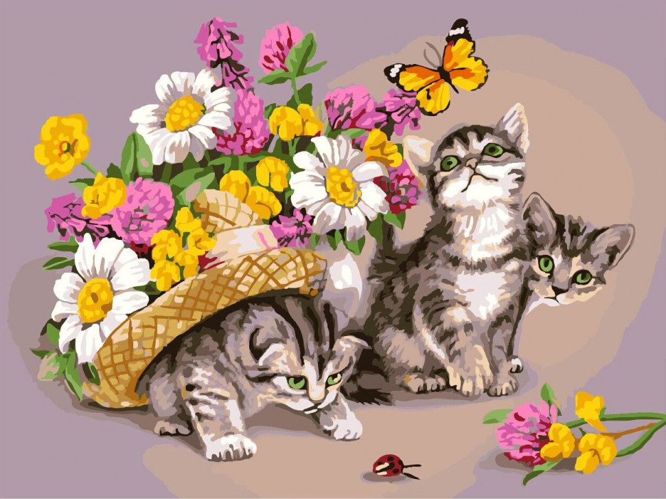 

Картина по номерам Brushme "Котята в цветах" RX3069