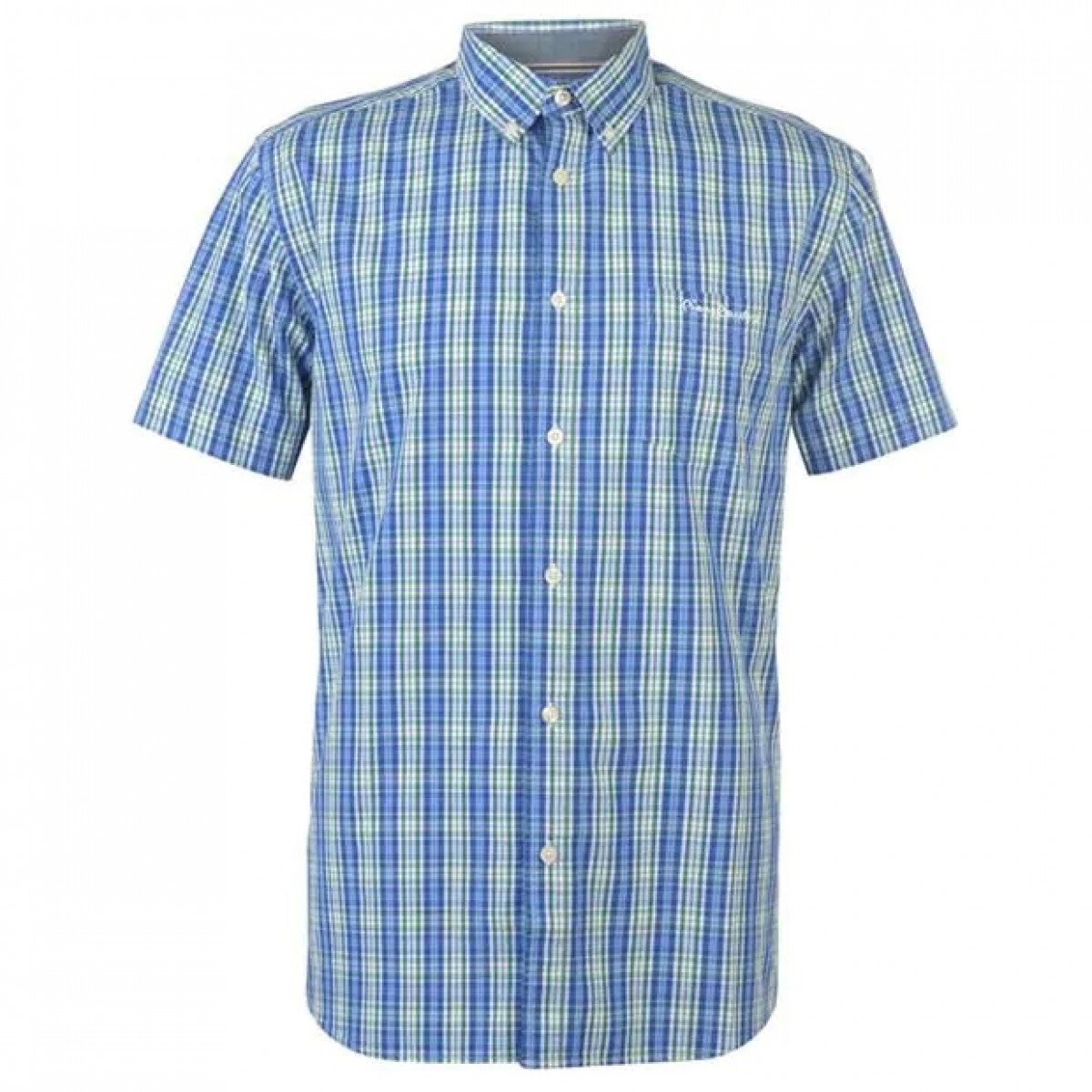 

Рубашка Pierre Cardin Sleeve Check Button Blue/Grn/Wht, M (46)