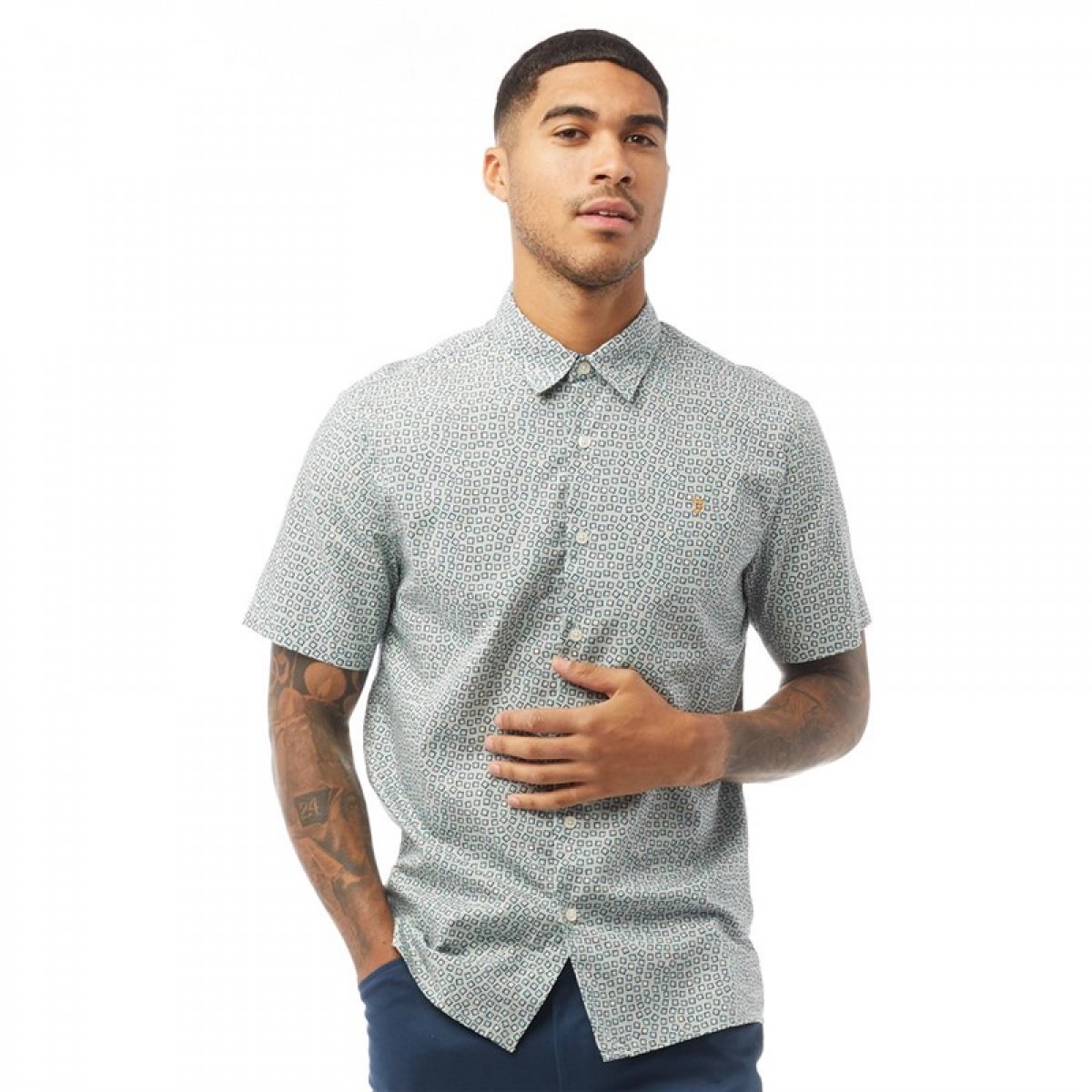 

Рубашка Farah Vintage Brooks Short Sleeve Printed Shirt Green Mist Mint Green,  (42, Рубашка Farah Vintage Brooks Short Sleeve Printed Shirt Green Mist Mint Green, XS (42)