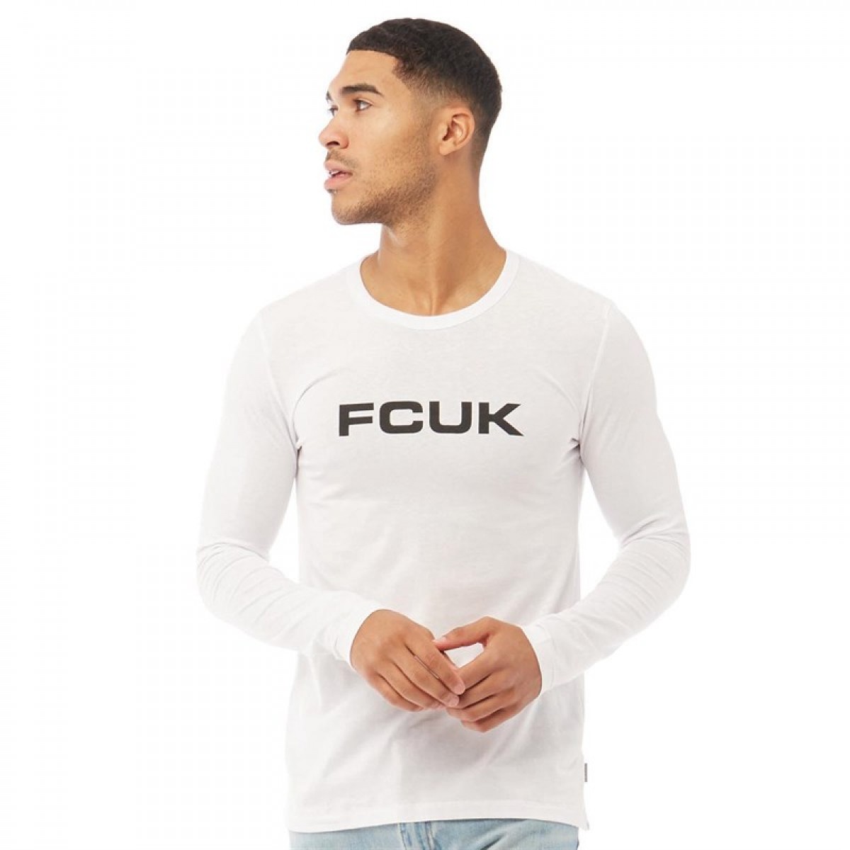 

Лонгслив French Connection FCUK Chest Logo Top White/Black White, L (48)