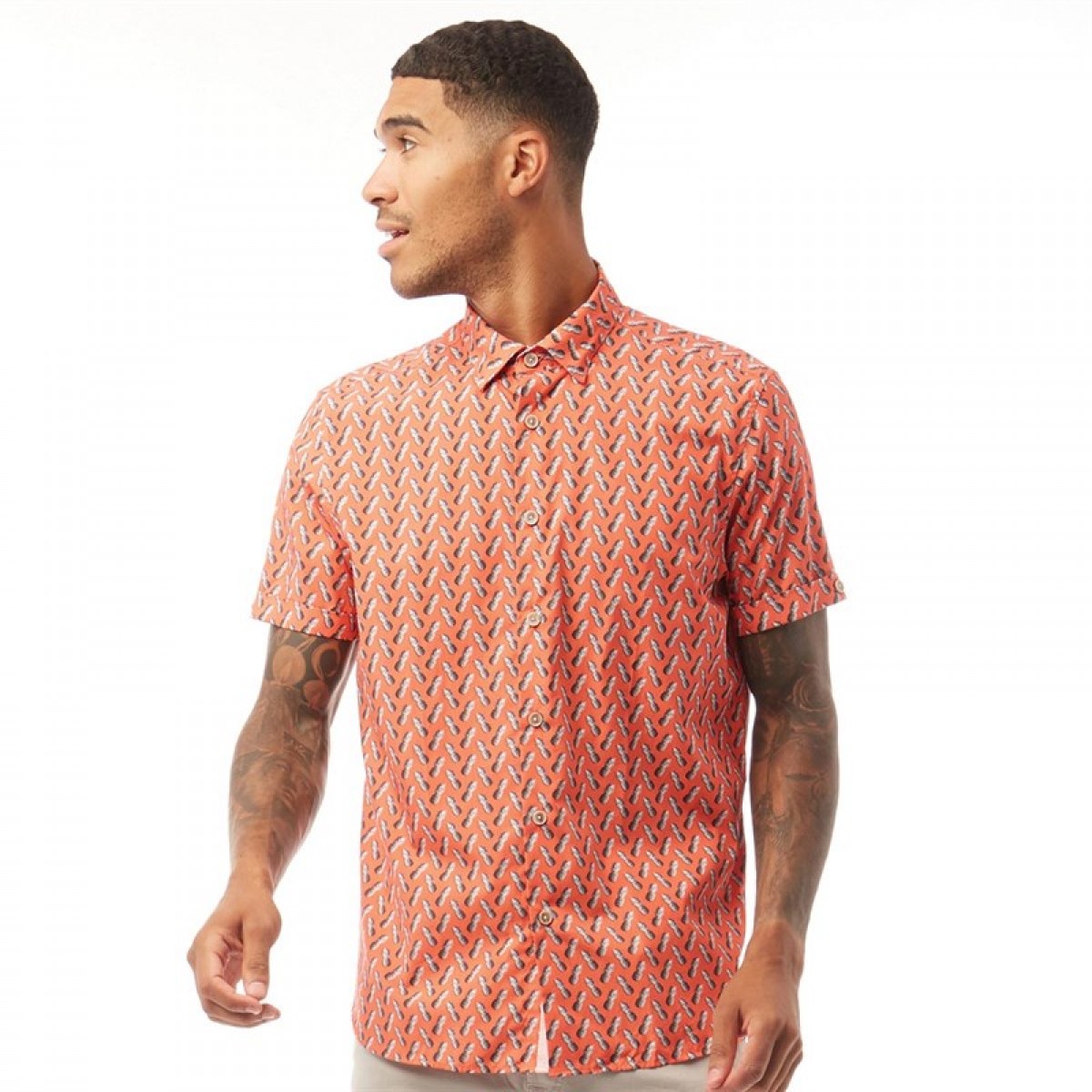 

Рубашка Ted Baker Pineles Short Sleeve Pineapple Printed Shirt Coral Coral, XXS (40)