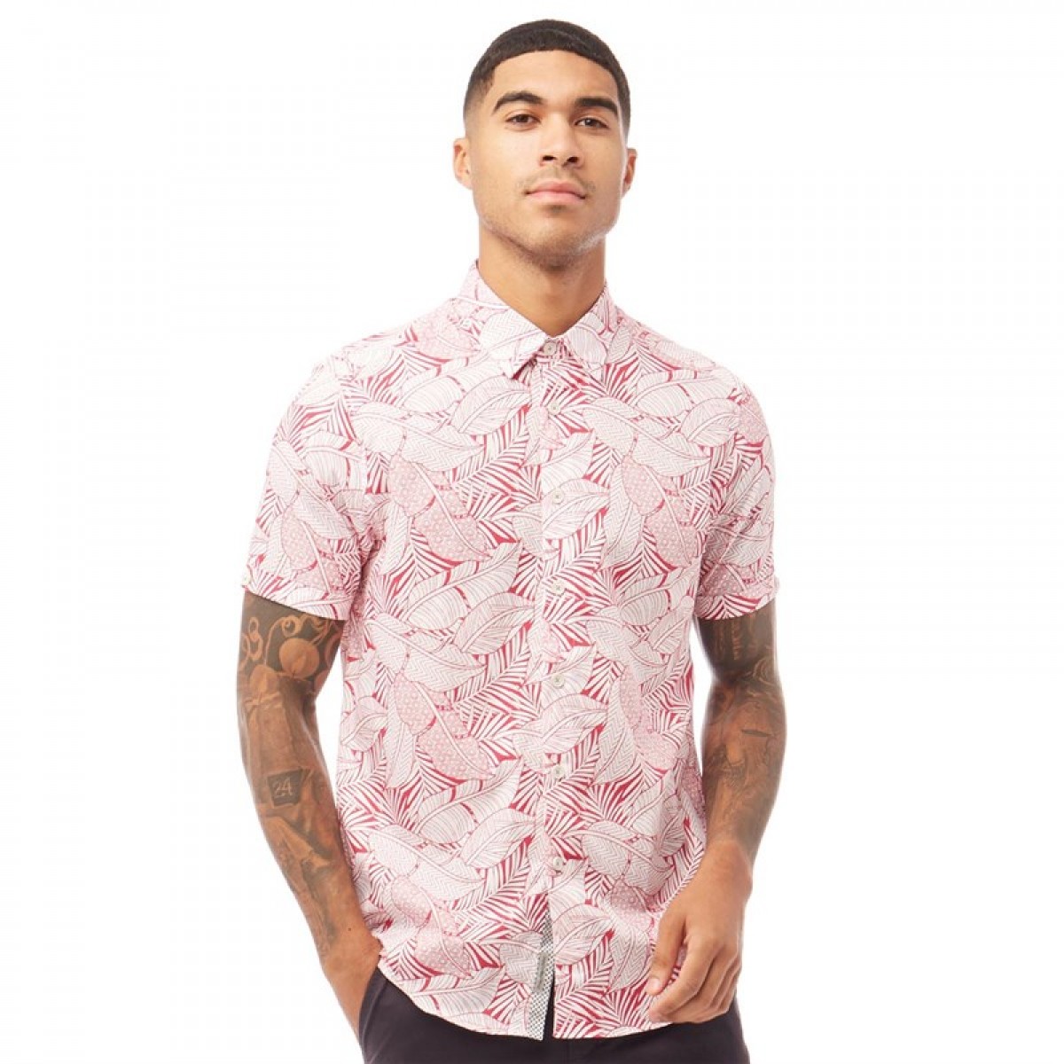 

Рубашка Ted Baker Whittle Short Sleeve Leaf Printed Shirt Pink Dark Pink, XS (42)