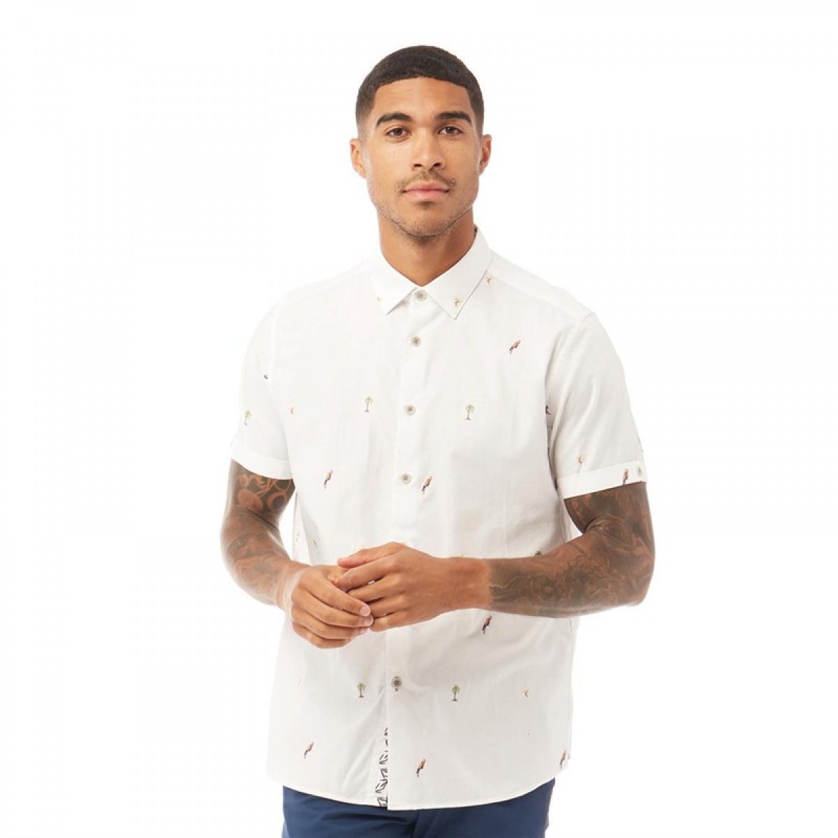 

Рубашка Ted Baker Parcoop Short Sleeve Parrot Filcoupe Shirt White White, XXS (40)