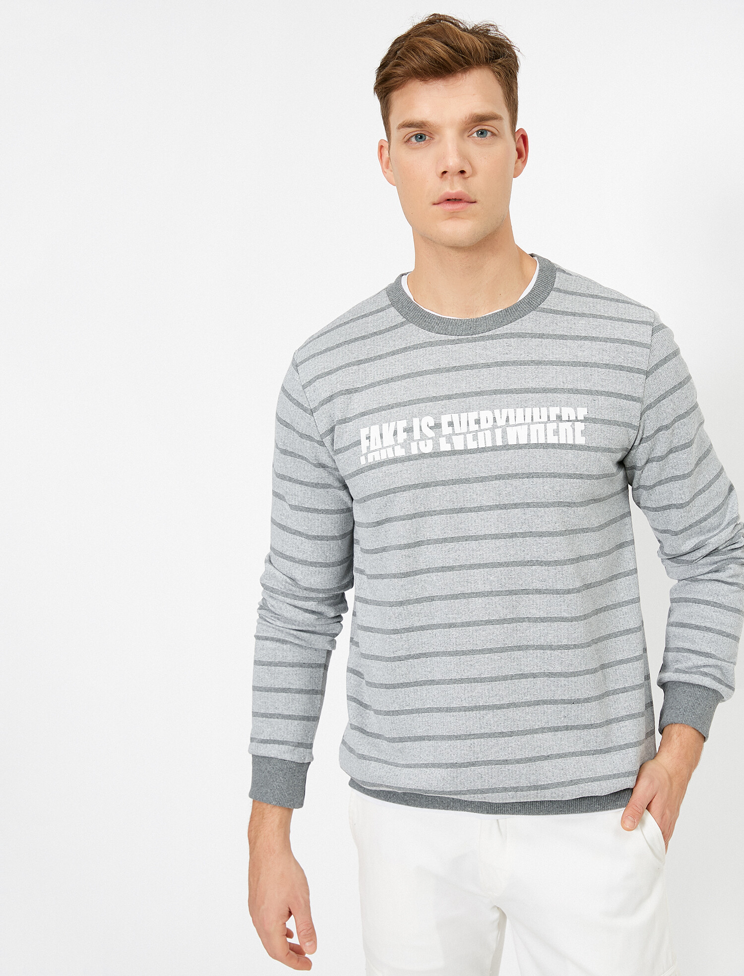 

Свитшот Koton 0KAM14486OK-03K S Grey Stripe