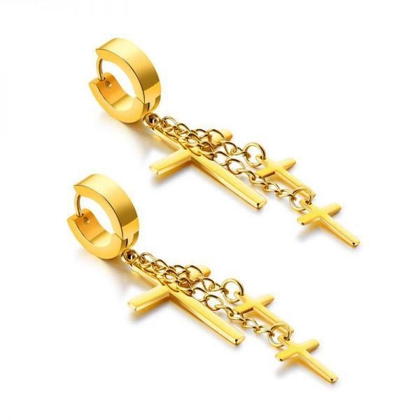 

Серьги-кольца Steel Evolution "Three Crosses" из медицинской стали с PVD напылением 1232 G