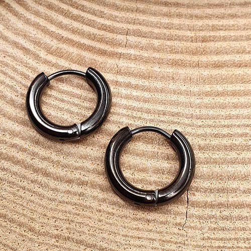 

Серьги-кольца унисекс Steel Evolution из медицинской стали черные 0138 B