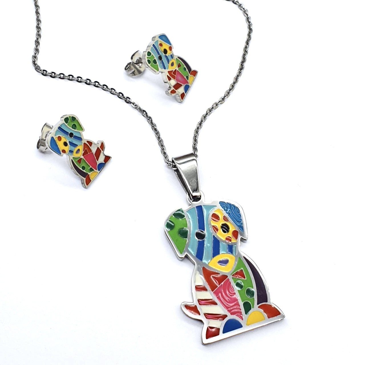 

Набор украшений Steel Evolution "Doggy" серьги и подвеска с цепочкой из медицинской стали PSN 1655