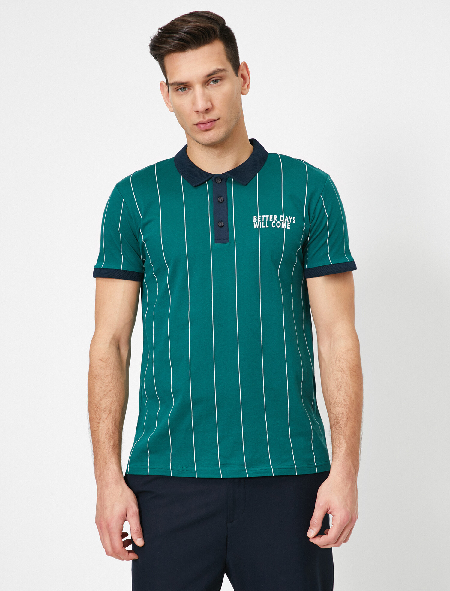 

Поло Koton 0YAM11008LK-59S XL Green Stripe