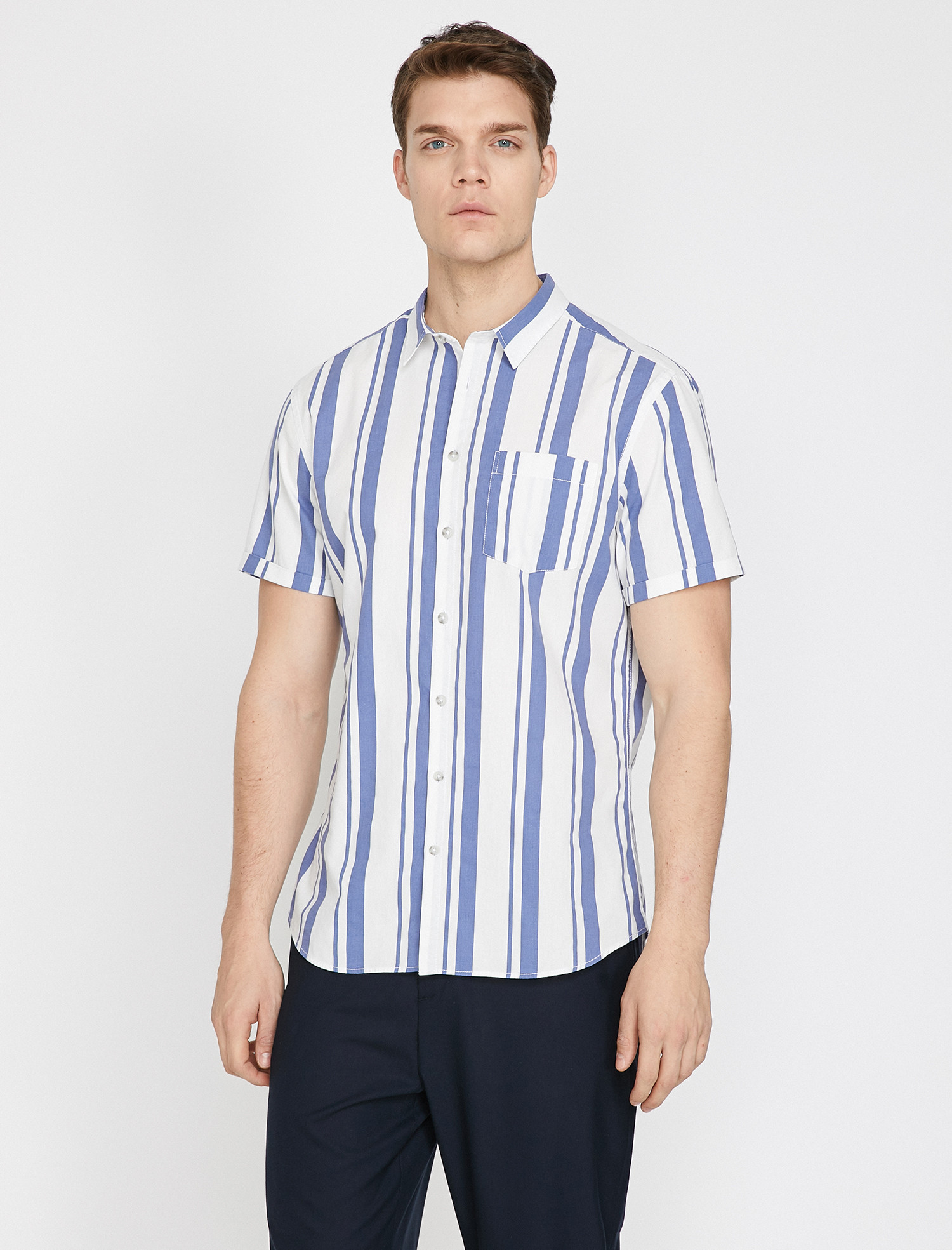 

Рубашка Koton 9YAM61100BW-78M XL Blue Stripe
