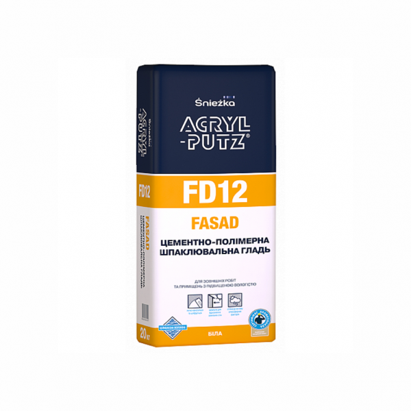 

Цементно-полимерная шпаклевка Sniezka ACRYL-PUTZ® FD12 FASAD 20кг белая