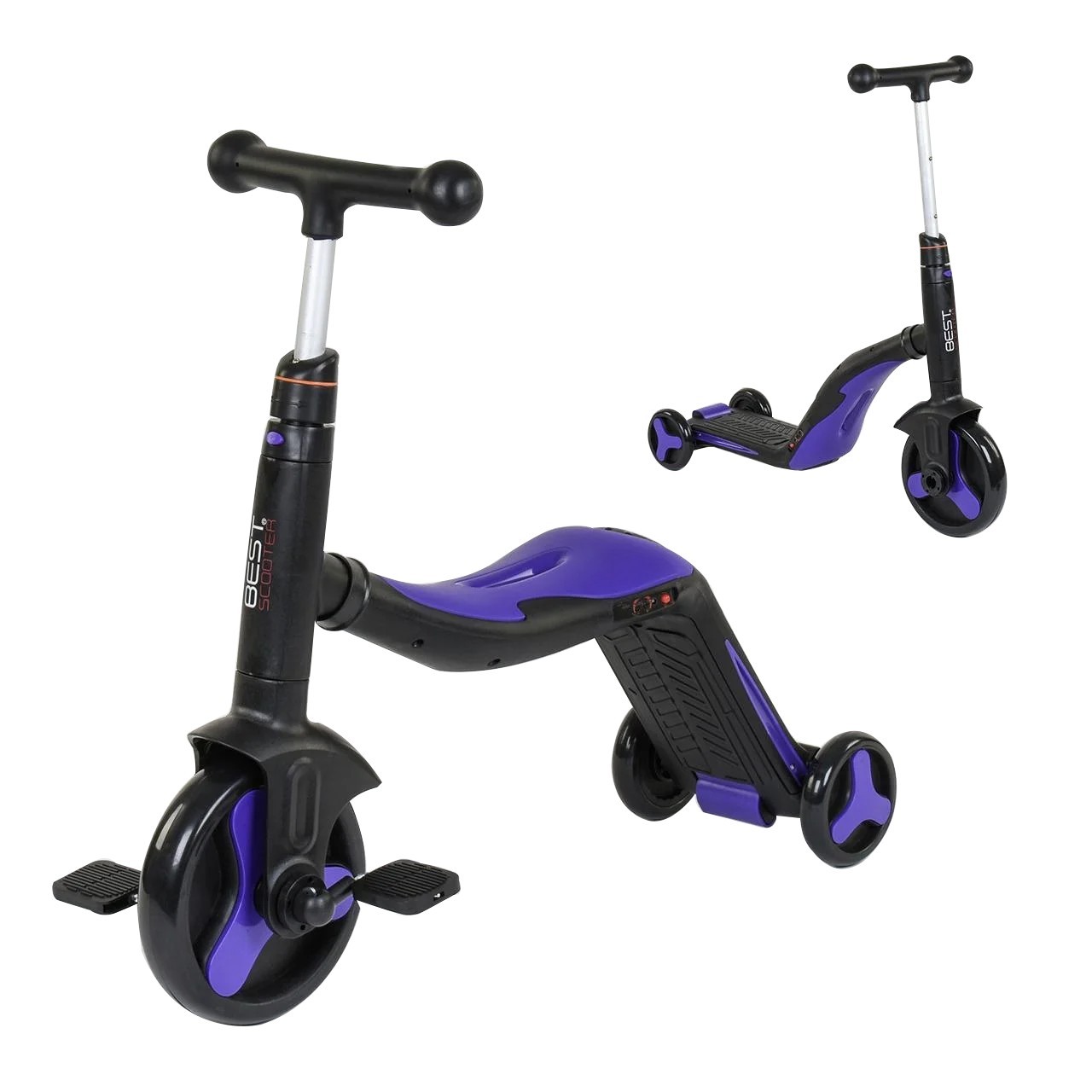 

Самокат-велобіг-велосипед 3 в 1 Best Scooter S 868, 8 мелодій, колеса PU Колір Синій