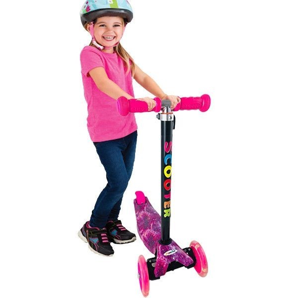 

Самокат дитячий Scooter SL-4Z світяться колеса і ручка, Рожевий космос
