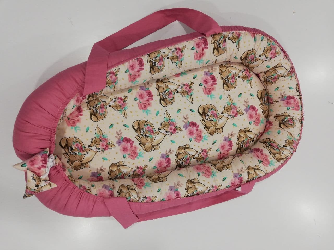 

Кокон/Гніздечко/babynest для новонароджених Бембі колір Рожевий