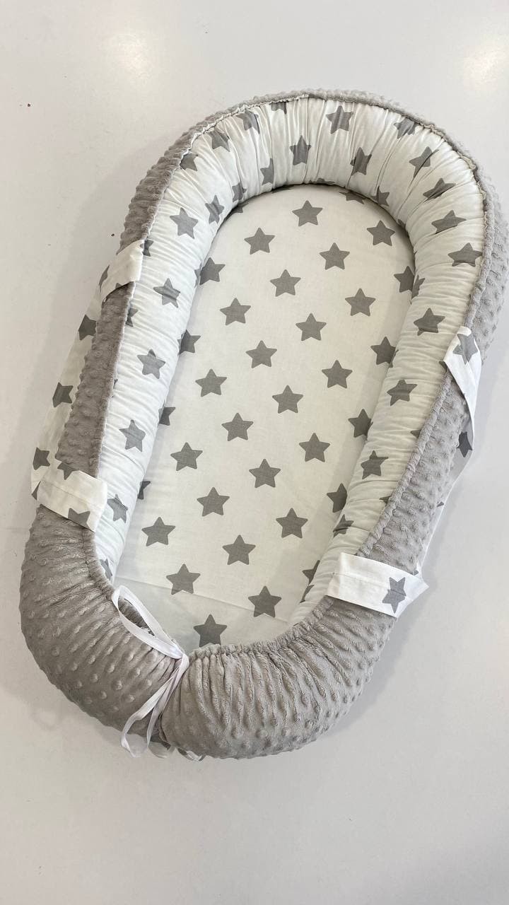 

Кокон/Гніздечко/babynest для новонароджених Зірки колір Сірий
