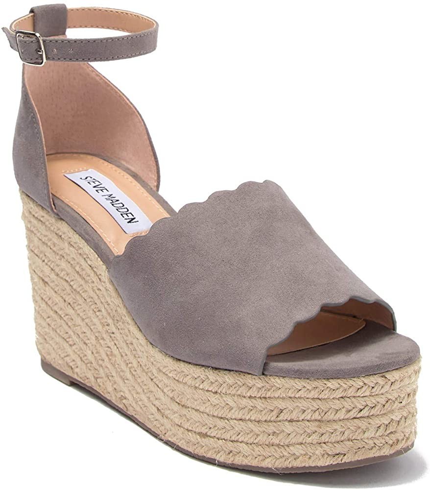 

Босоножки Steve Madden Show замшевые на платформе с зубчатым краем серый 3347 40р. (26 см по стельке)