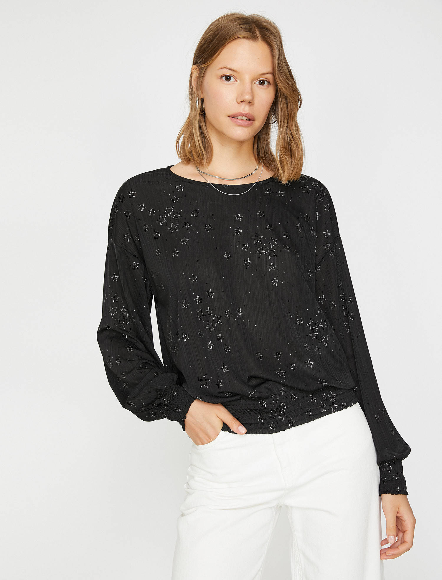

Блуза Koton 0KAK13371EK-01V  Black Design, Блуза Koton 0KAK13371EK-01V L Black Design