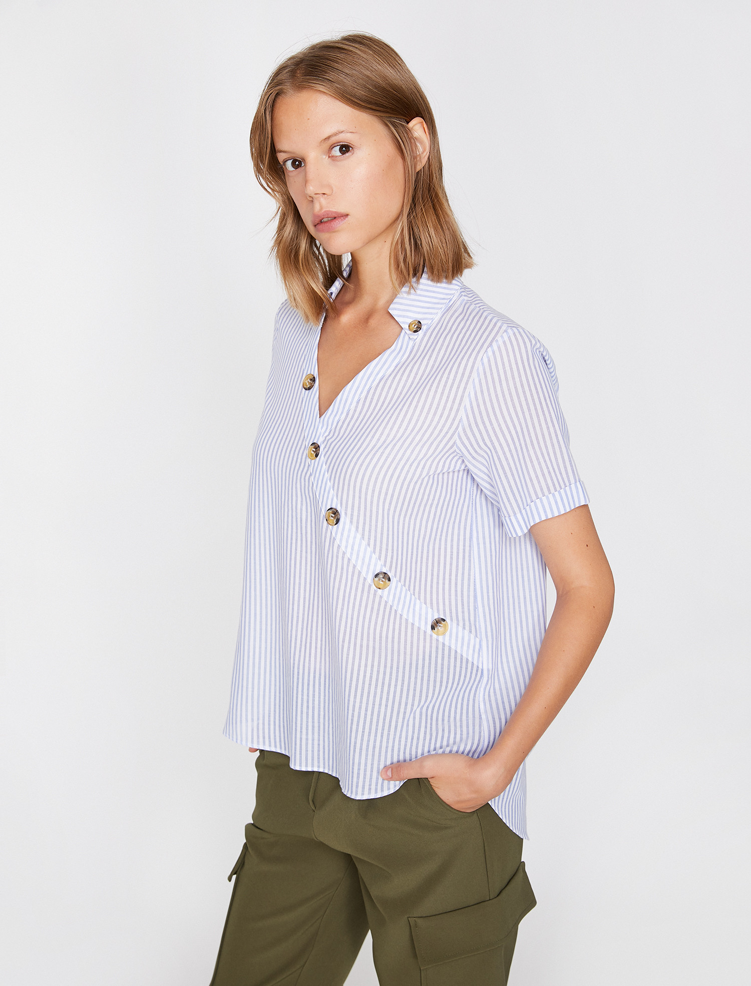 

Блузка Koton 0KAK63933EW-45J  Blue Stripe, Блузка Koton 0KAK63933EW-45J 38 Blue Stripe