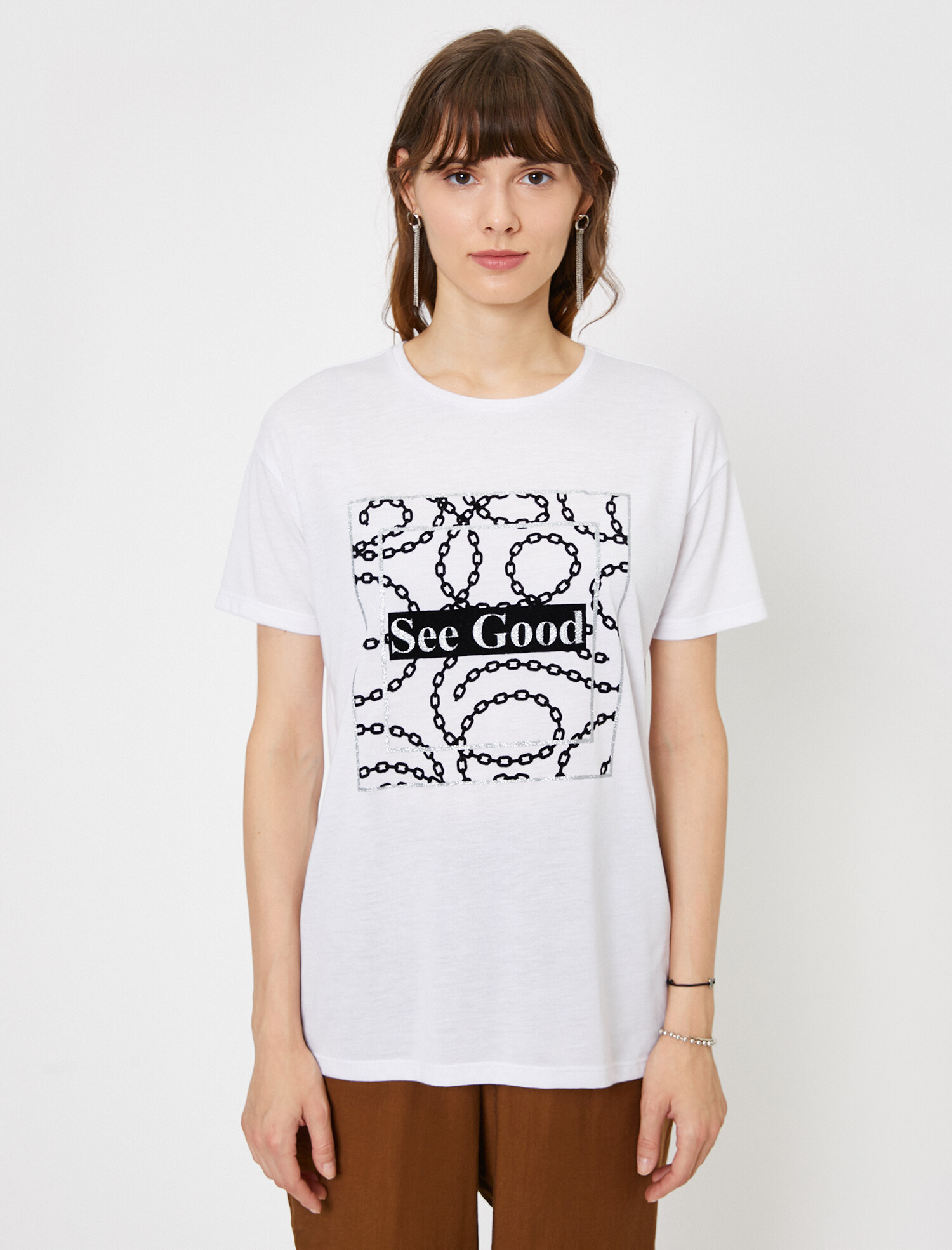 

Футболка Koton 0KAK13258EK-001  Off White, Футболка Koton 0KAK13258EK-001 M Off White