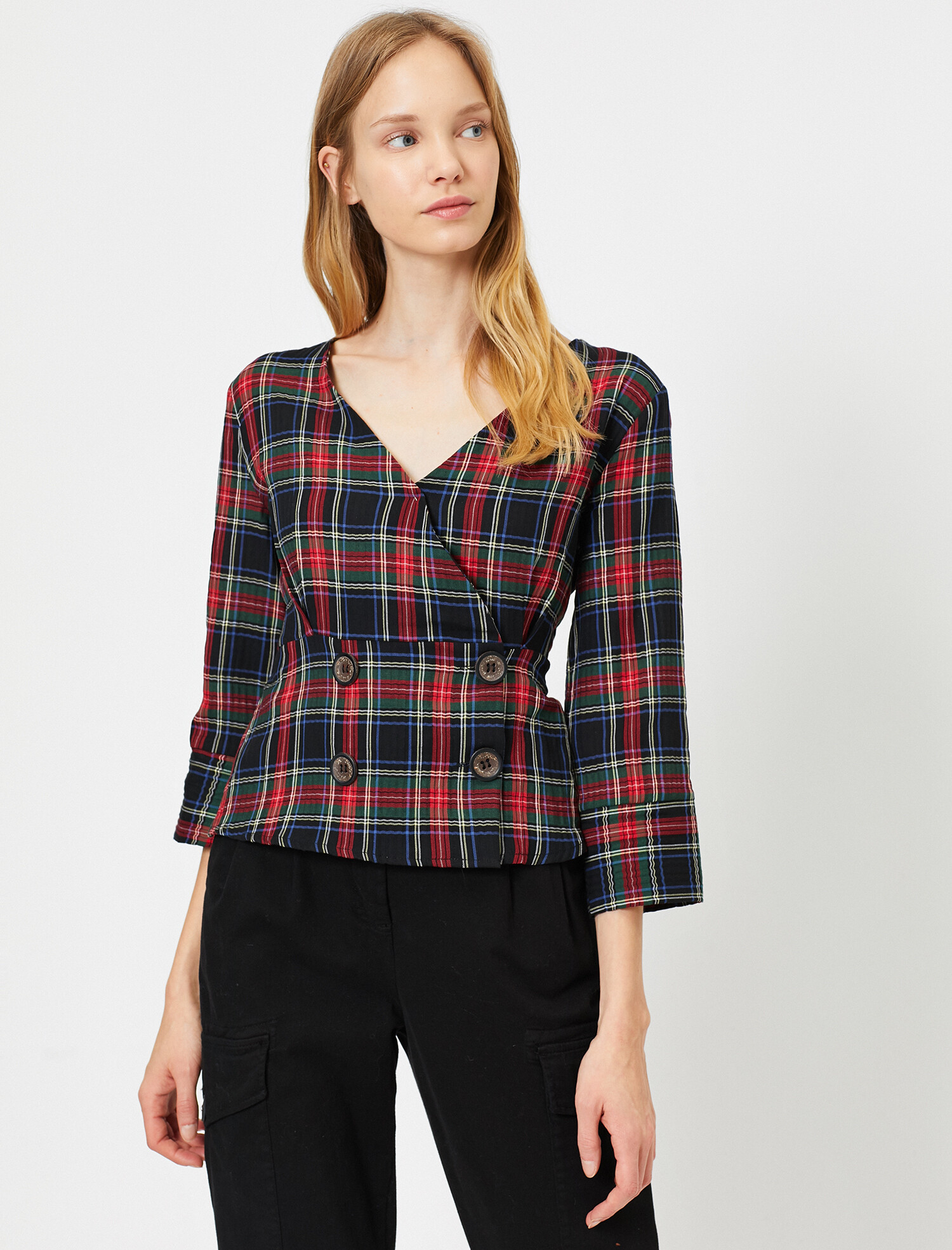 

Блузка Koton 0KAL68777IW-07W  Marine Check, Блузка Koton 0KAL68777IW-07W 40 Marine Check