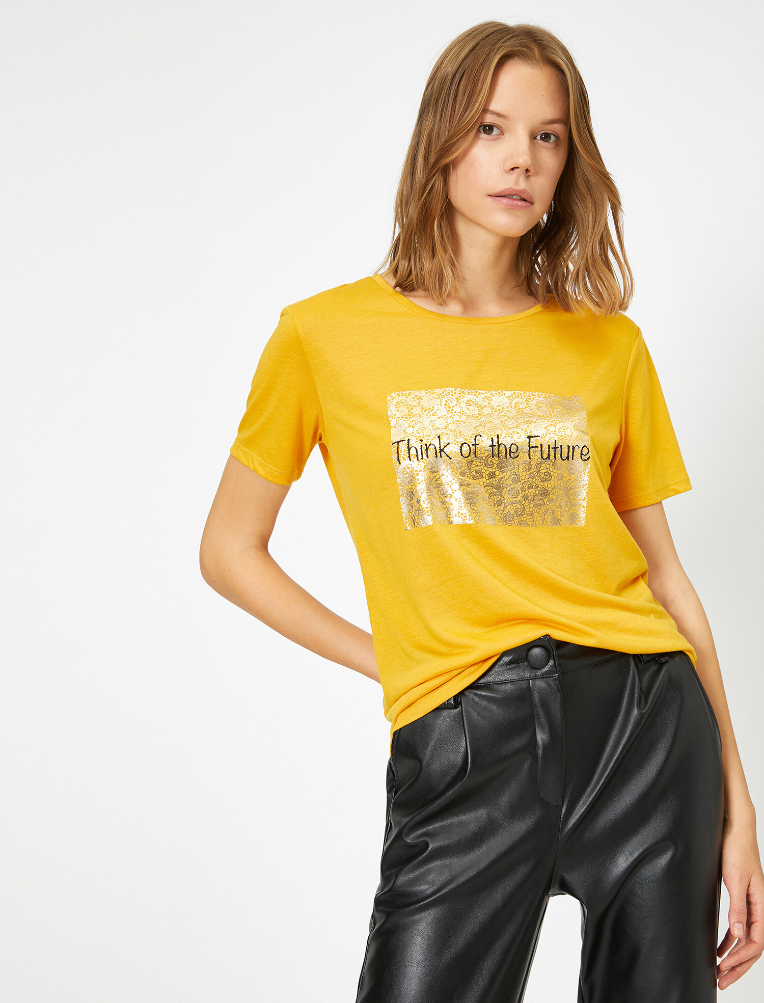 

Футболка Koton 0KAK13716EK-159  Mustard, Футболка Koton 0KAK13716EK-159 S Mustard